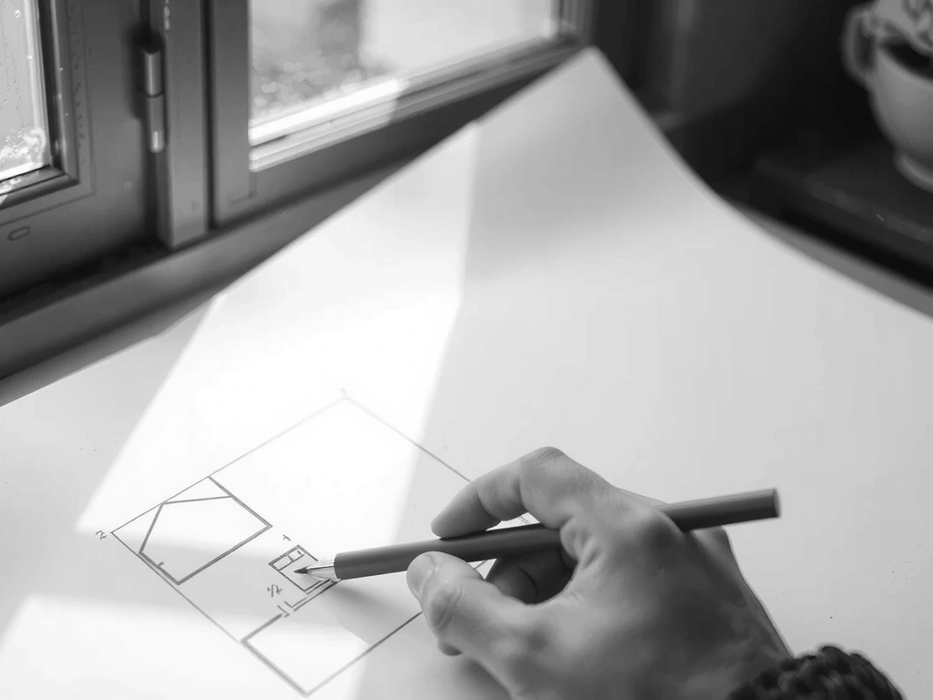 Croquis sur papier, lumière du matin